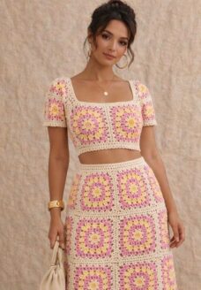 نسخ ⁦rivon two piece semi dress off white & beige mixture %100 cotton⁩