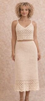 نسخ ⁦rivon two piece semi dress off white & beige mixture %100 cotton⁩