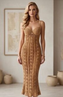 نسخ ⁦sexy marlino a dress intercepted drom the 1960’s mild dark brown color long & fit %100 cotton colors⁩