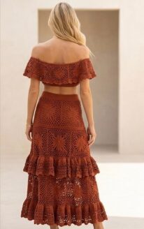 نسخ ⁦vilorian two piece dress set full of details day & night summer elegance %100 cotton⁩