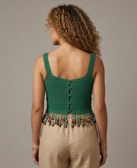 turqugr a one piece top, long to the waist royal green & has 14 grams of natural turquoise stones & many more natural stones %100 cotton