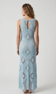 loitana light blue, long cozy light dress for summer (day & night) %100 cotton