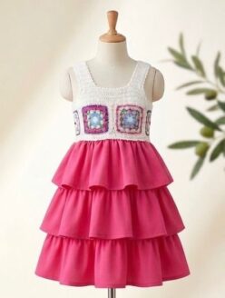 cindyalk crochet top attached with a cotton bottom dress cinderella style dress for her majesty %100 cotton