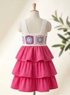 cindyalk crochet top attached with a cotton bottom dress cinderella style dress for her majesty %100 cotton