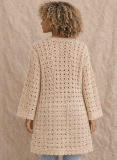 verno ll light beige (fit) above the knees thick cardigan %100 cotton