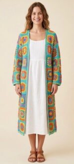 نسخ ⁦zealous below the knees cardigan, full of zealous and many powerful colors %100 cotton⁩