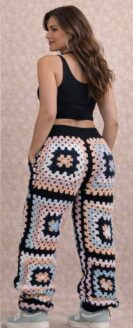 cravena a very flexible crochet pants in style all year round in mixed young colors %100 cotton